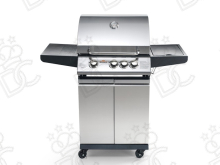 Outdoor gas BBQ with lid and thermometer