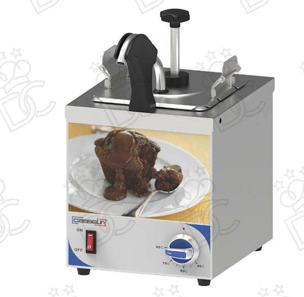 Sauce dispenser with pump and 1 heated spout  
- GN 1/6 container  
- capacity: 2.5 liters