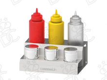 Sauce and spice dispenser holder - 3 x 1L bottles