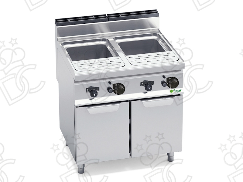 Cuocipasta a gas su vano neutro - doppia vasca - capacità 25+25 litri