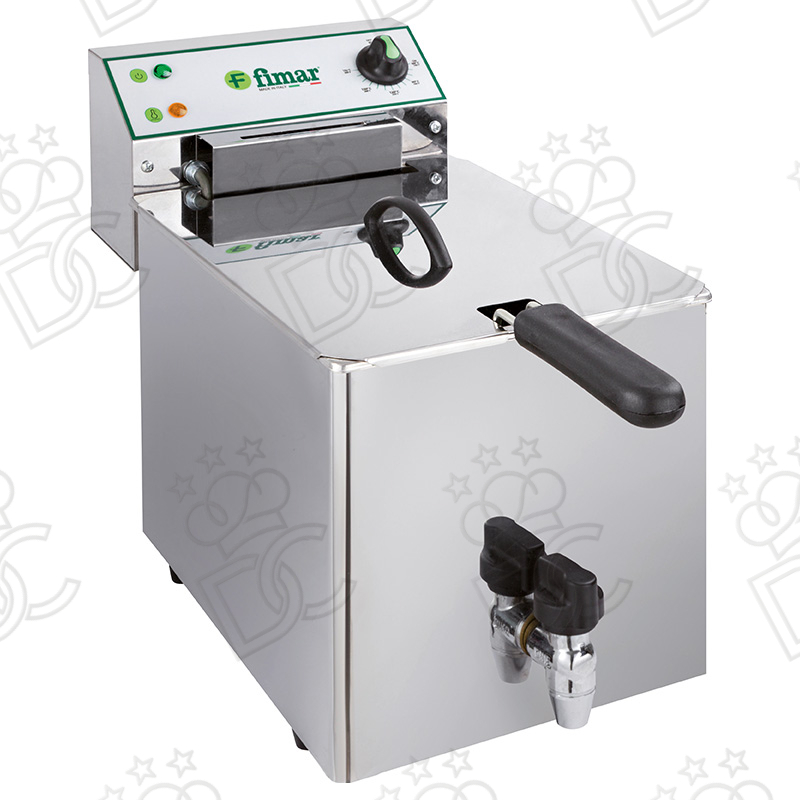 Friggitrice elettrica da banco - capacità 10 litri - con rubinetto scarico olio -  trifase