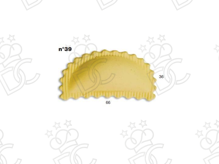 Stampo ravioli N° 39 - Dim. mm 66x36 -  Peso gr 12,5