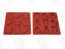 Food-grade silicone mold for 9 Easter Figures mm 89.5 x 69.5 x 14 h