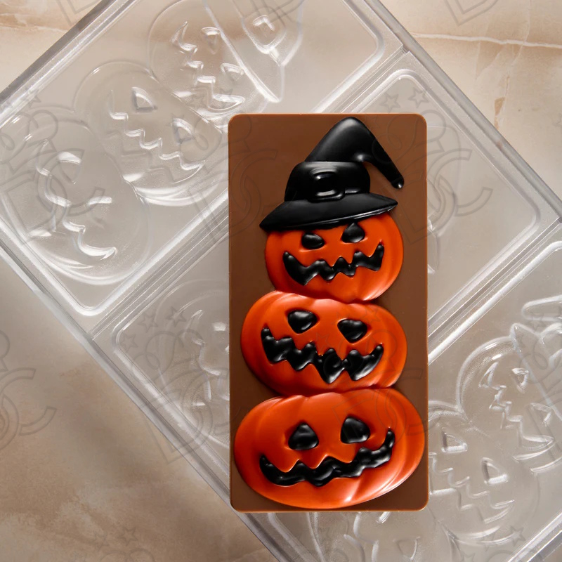 Stampo per tavolette in cioccolato HALLOWEEN FRIENDS - 3 impronte mm 154x77x15h