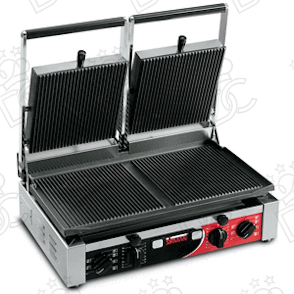 Double toaster grill model PD - ribbed bases and ribbed lids