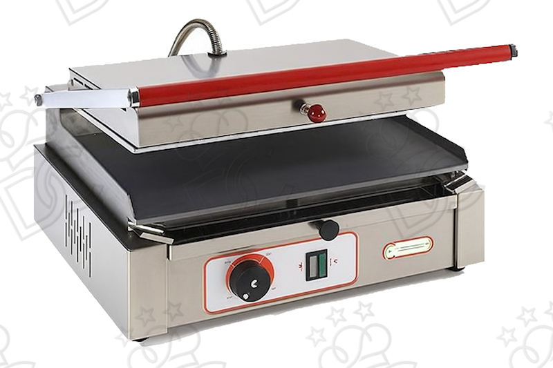 Double toaster grill in enamelled cast iron – smooth base and ribbed lids