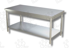 Work tables in AISI304 stainless steel - WITHOUT BACKSPLASH - On Frame or with Shelf - Round Tube Legs - CLICK TO SEE ALL AVAILABLE OPTIONS