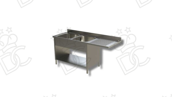Lavatoio 2 vasche su fianchi + gocciolatoio dx e vano lavastoviglie
