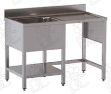 Lavatoio 1 vasca su gambe + gocciolatoio dx e vano pattumiera