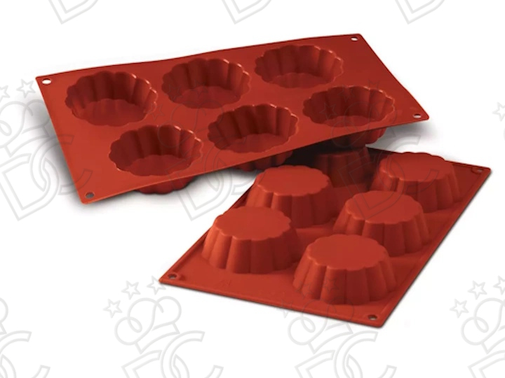 Food-grade silicone mold for 6 Briochette pcs Ø79 x 30 h mm