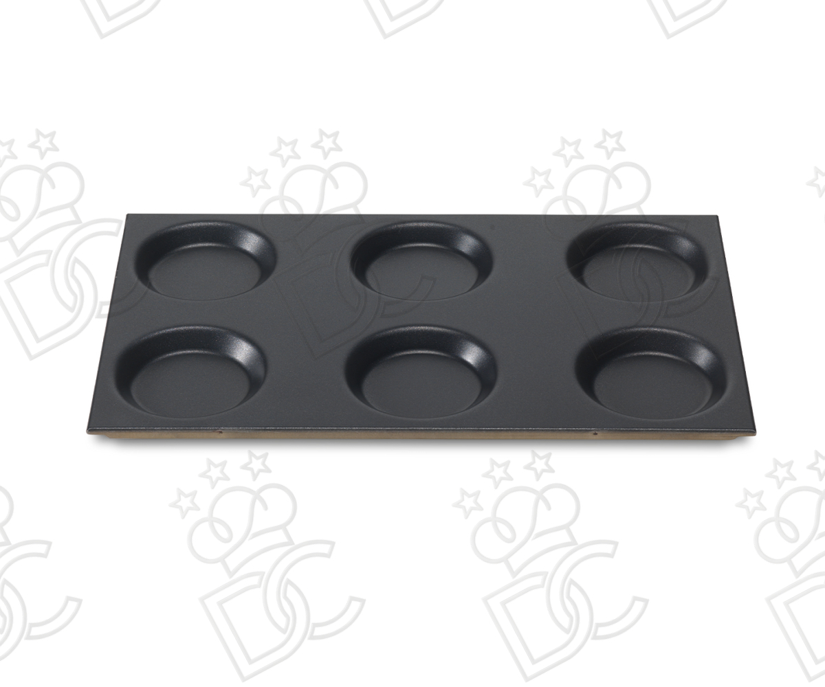 Plaque GN 1/1 en aluminium pour 6 omelettes ø mm 120