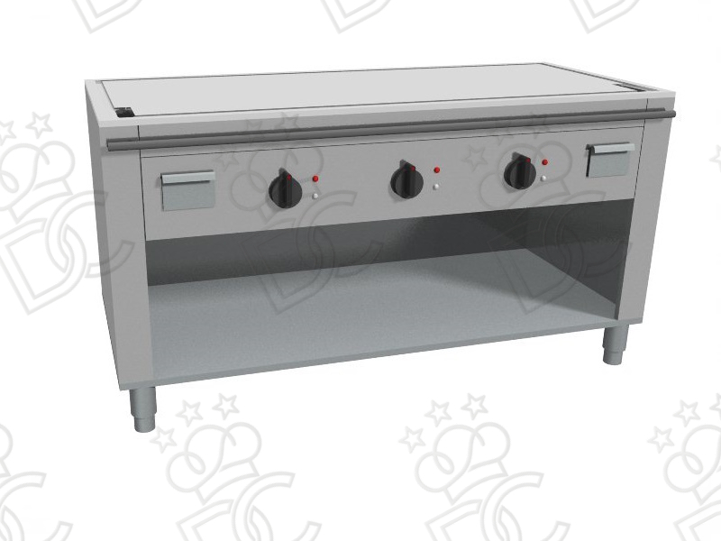 Teppanyaki elettrico con tre zone di cottura - su vano aperto - profondità 70