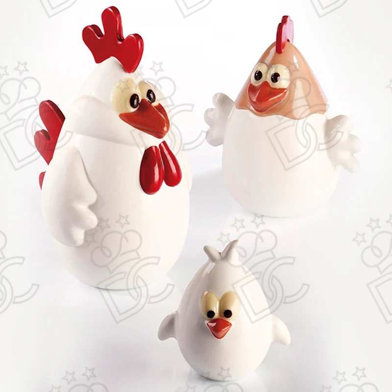 Kit chicken family, 3 dimensioni:A 120 x 135 x h 190 mmB 135 x 110 x h 145 mmC 85 x 75 x h 90 mm