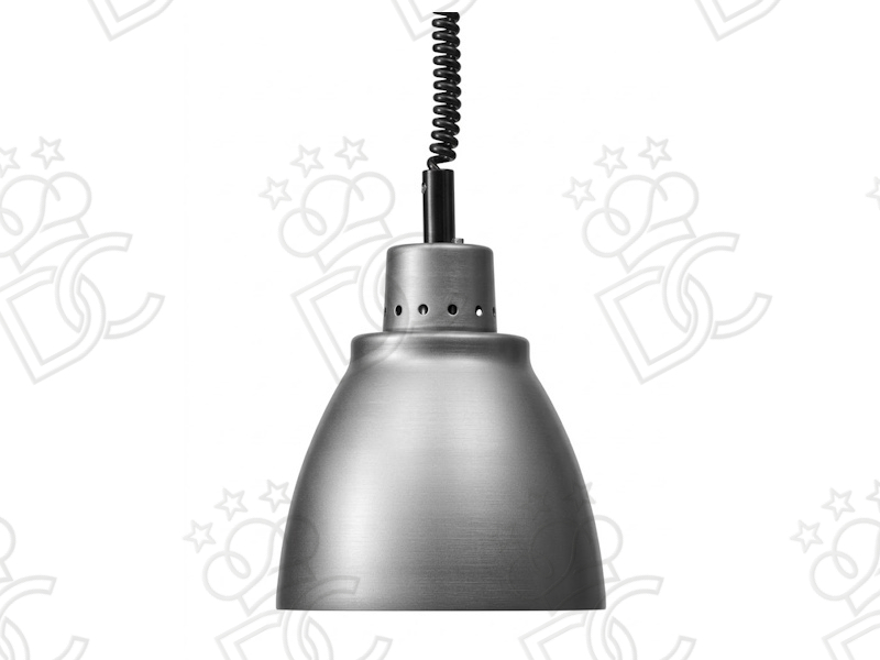 Infrared heating lamp in matte anodized aluminum - red light