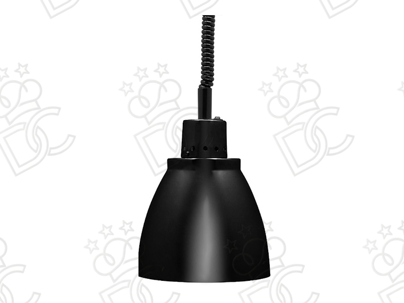 Infrared heating lamp in matte black anodized aluminum - red light