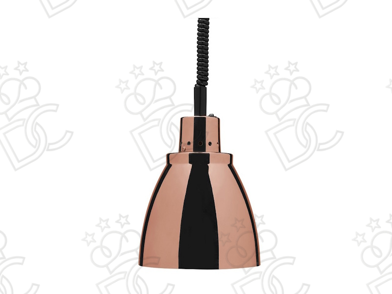 Infrared heating lamp in polished copper, transparent - red light