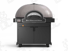 Electric “dome” oven with rotating cooking surface (ø 140 cm) - on closed tilting stand with wheels and door